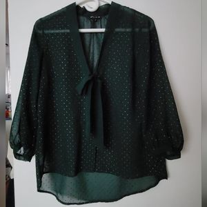Forest Green Sheer Blouse-small